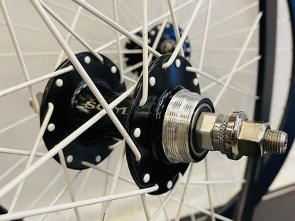 H+ Son Track Wheelset 32h Fix/Fix NMSW Soma Hubs Black White Spokes - Light Wear 5