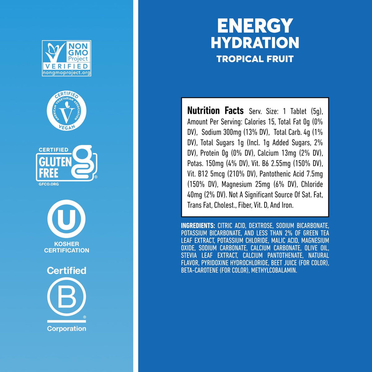 Nuun Energy Caffeine + B Vitamins, Electrolyte Hydration Tablets with Caffeine 5
