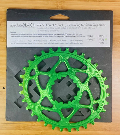 absoluteBLACK OVAL Direct Mount n/w Chainring for SRAM GXP 32t - Green 1