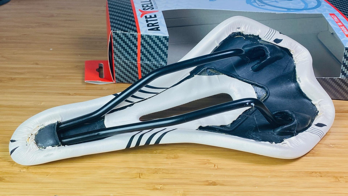 ARTE SELLE Dakar Steel Rail Cutout Racing Saddle White/Black Stripe Italian Made 3