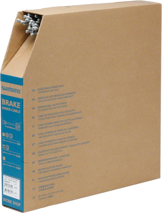 Shimano Stainless Road Brake Cable 1.6 x 2050mm, Filebox of 100 1