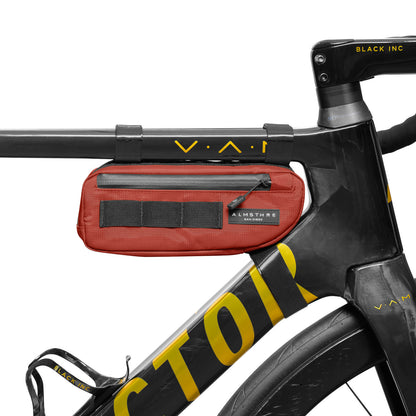 ALMSTHRE Compact Bike Frame Bag, Weather-Resistant, Waterproof Zippers, Rust Red 2