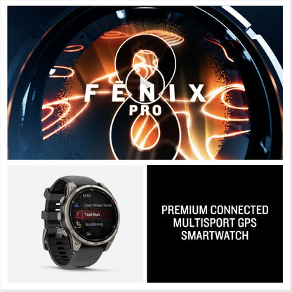 Garmin fenix 8 Pro 51mm AMOLED Sapphire Watch Watch Grey/Black Silicone 8