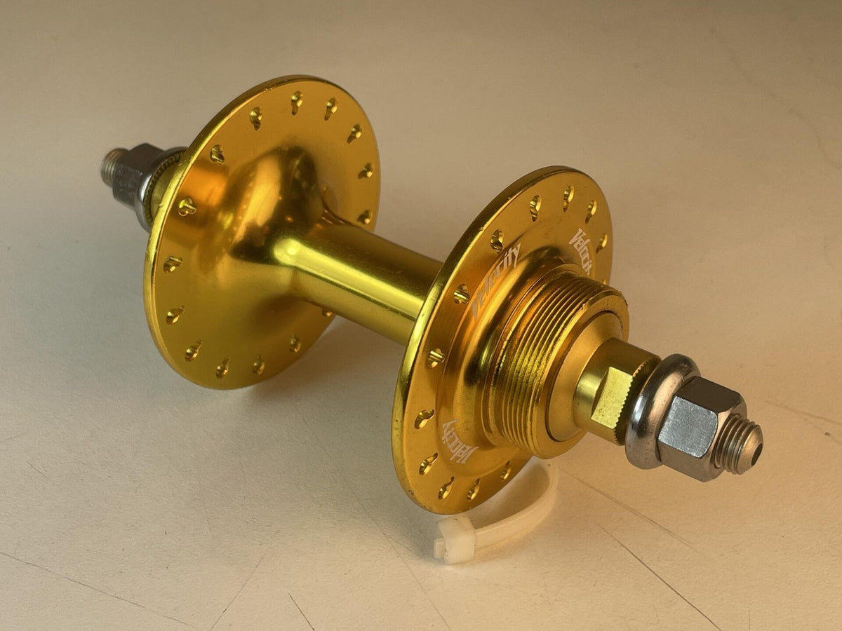 NOS Storage-Worn Velocity Rear Track Hub 32h x 120mm Fix / Free - Gold Anodized 1