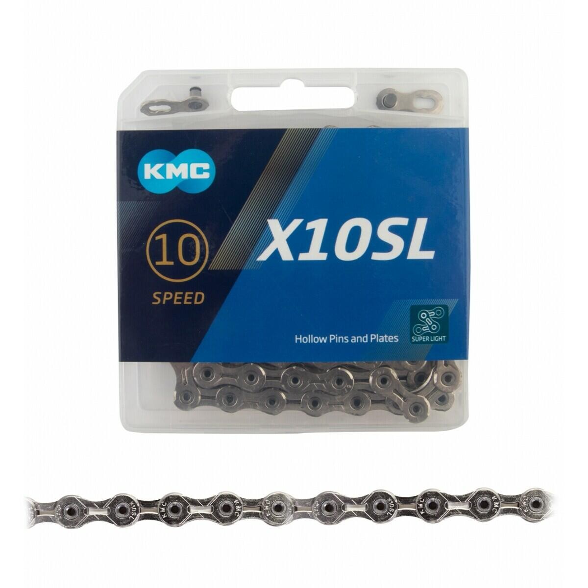KMC X10SL Chain 10 Speed Silver 5.59mm Superlite Chrome Plated 116 Hollow Links 1