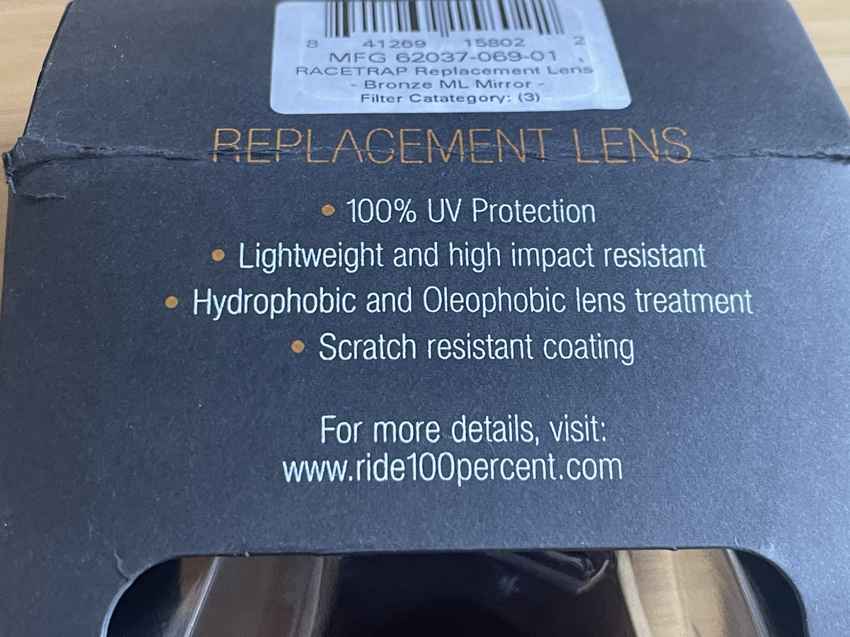 NOS 100 Percent RACETRAP Replacement Lens - Bronze Multilayer Mirror 2