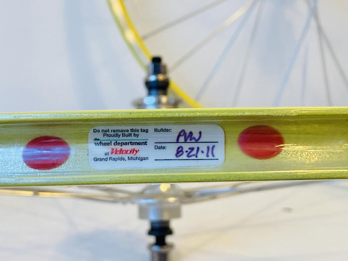 Velocity AEROHEAD 700c Track/Fixie Clincher Wheelset 32h Fix/Free 100/120 Yellow 8