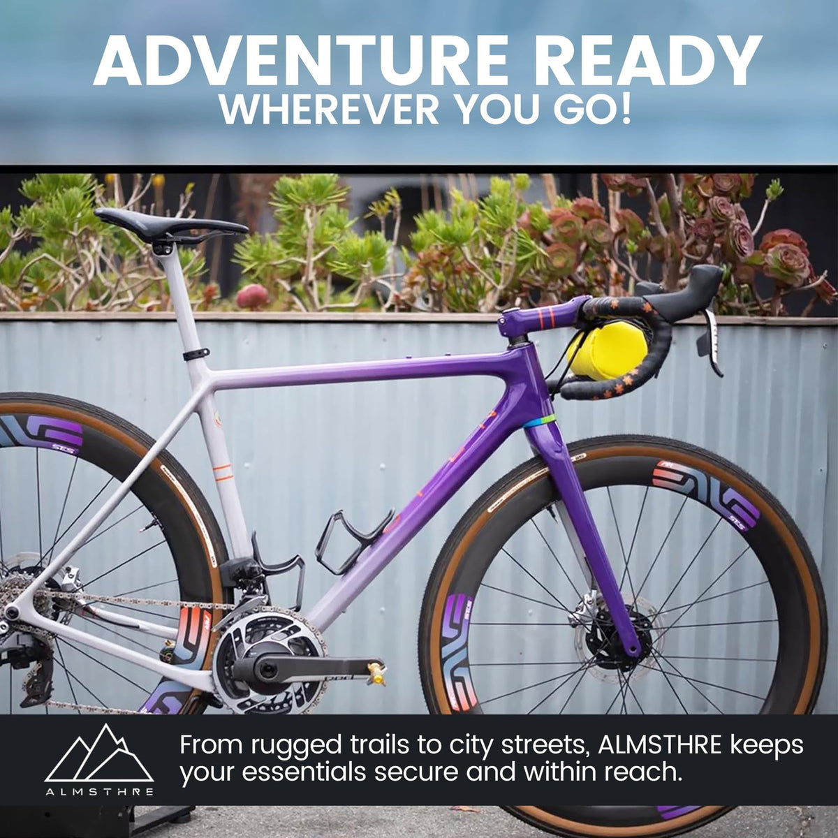 ALMSTHRE Compact Bar Bag – Sterling Electric Yellow | Hard-Shell Bike Handlebar 4