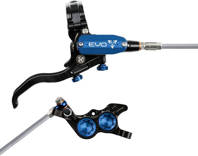 Hope EVO GR4 Disc Brake/Lever Right Post 4-Piston Braided Black/Blue 1