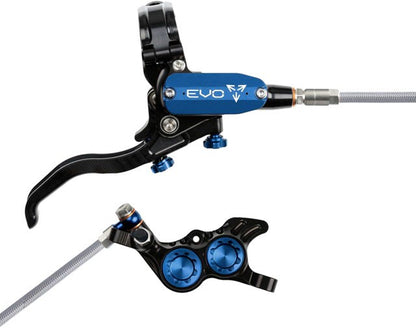 Hope EVO GR4 Disc Brake/Lever Right Post 4-Piston Braided Black/Blue 1