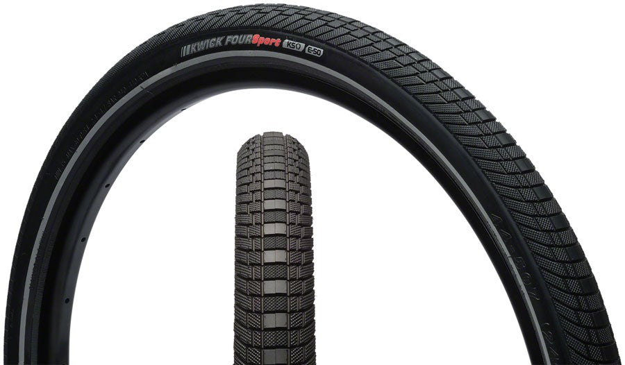 Kenda Kwick Four 24 x 1.75 Clincher Wire Tire Black/Reflective 60 TPI 1