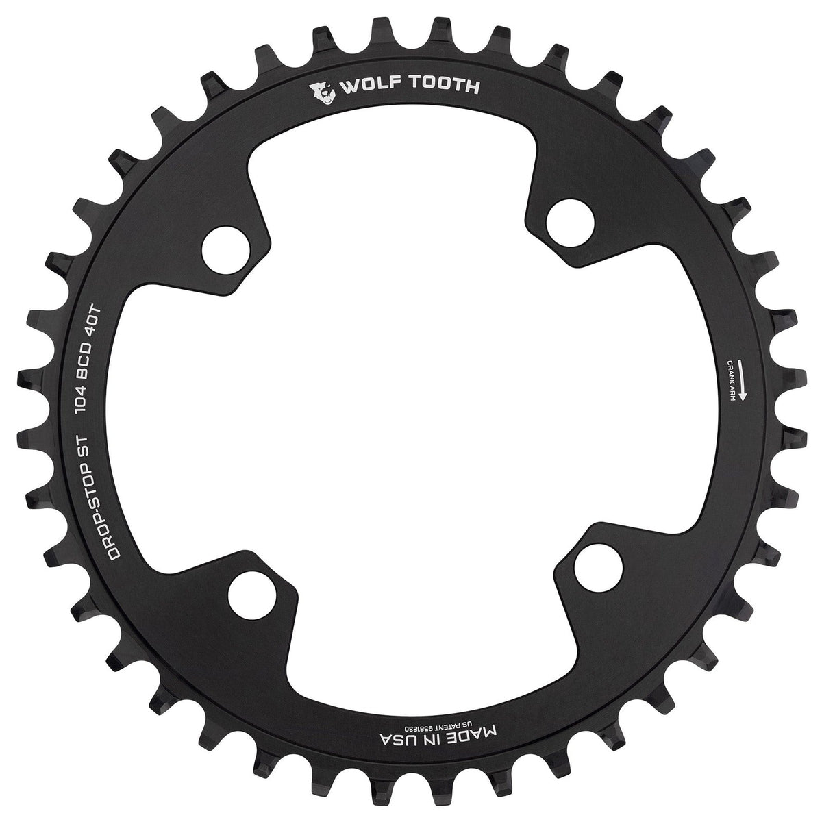 Wolf Tooth 104 BCD Black 40T Drop-Stop ST Chainring 1