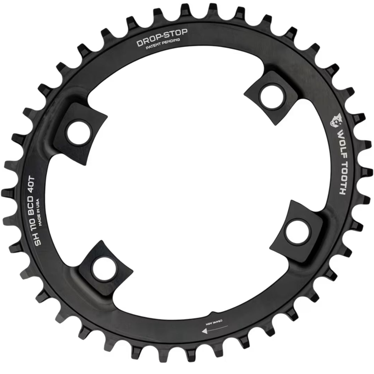 Wolf Tooth Elliptical Chainring 40T Shimano 110 Asym BCD 4-Bolt Drop-Stop B 1