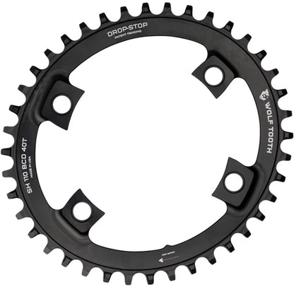 Wolf Tooth Elliptical Chainring 40T Shimano 110 Asym BCD 4-Bolt Drop-Stop B 1