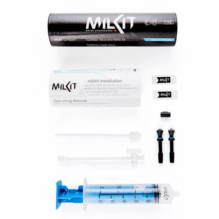 Milkit Tubeless Compact Kit Presta 35mm Includes 2 valves 1