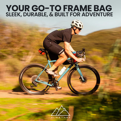 ALMSTHRE Compact Bike Frame Bag – Midnight Black | Weather-Resistant, Waterproof 5