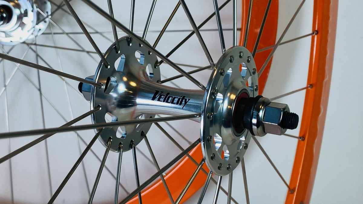 Velocity B-43 700c Track/Fixie Wheelset 32h Fix / Free 100/120 Radial F - Orange 5