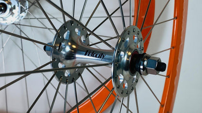 Velocity B-43 700c Track/Fixie Wheelset 32h Fix / Free 100/120 Radial F - Orange 5