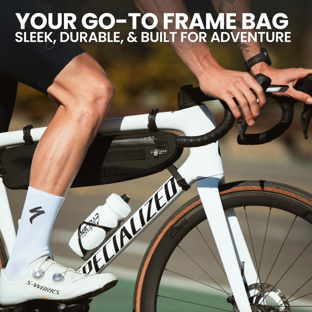 ALMSTHRE Signature Bike Frame Bag - Midnight Black, Large/XL Sizing | Durable 6