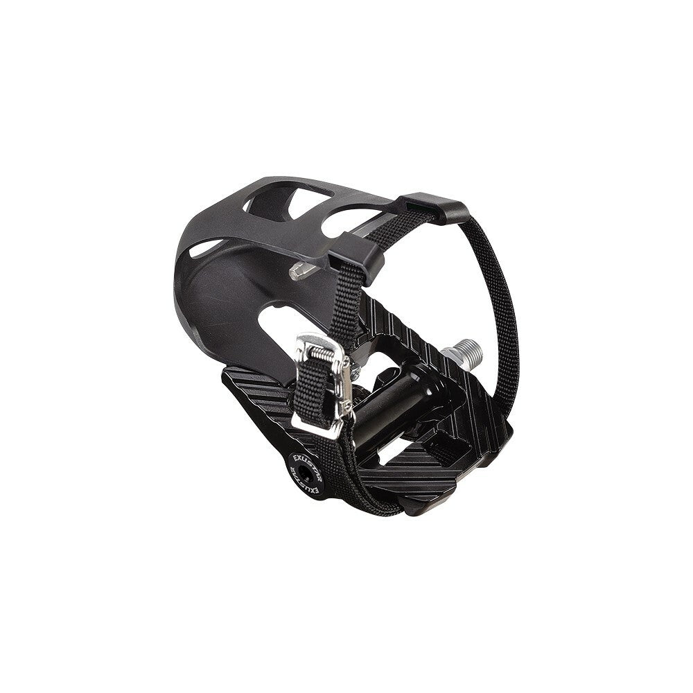 Exustar PS816-C8 Indoor Training Pedals Black - Clipless compatible + Toe Clips 1
