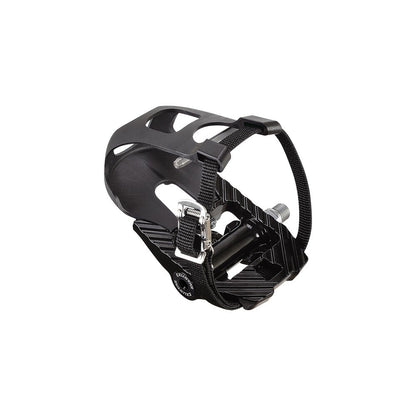 Exustar PS816-C8 Indoor Training Pedals Black - Clipless compatible + Toe Clips 1