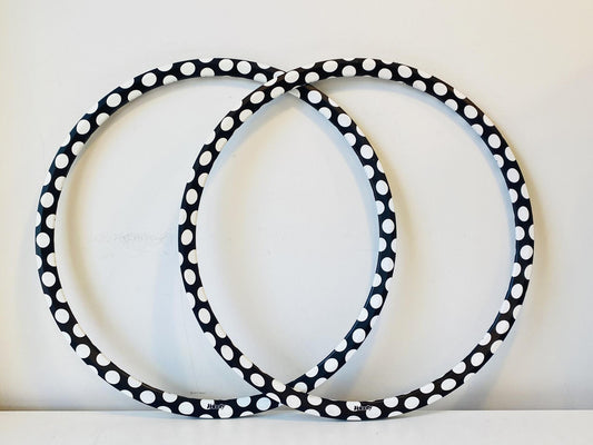 Velocity Deep-V 700c Rim Set 32h Black/White Polka Dot Vinyl NMSW Made in AU 1