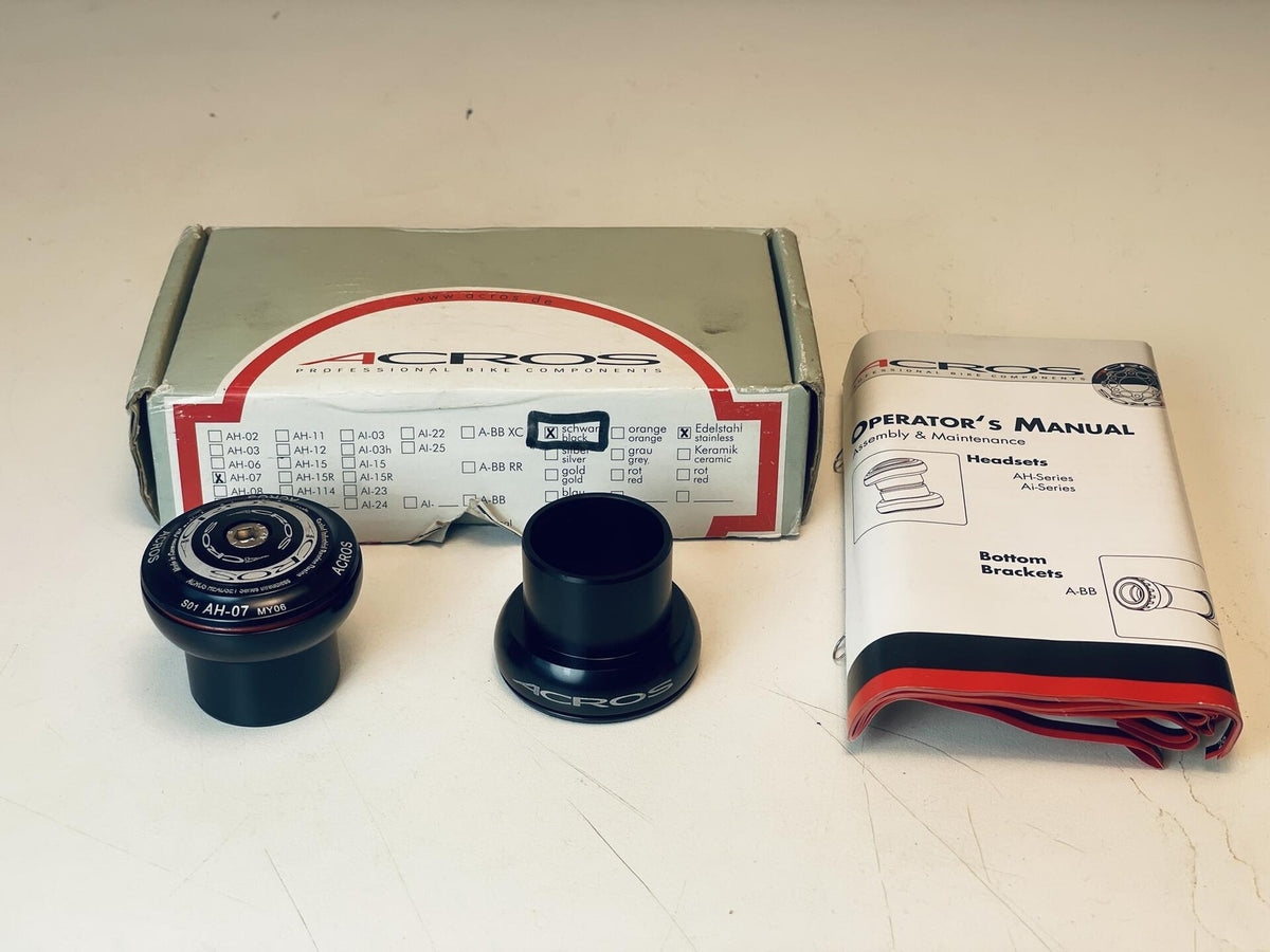 NOS ACROS AH-07 S01 Series Threadless 1-1/8" Headset Steel Bearings, Black 1