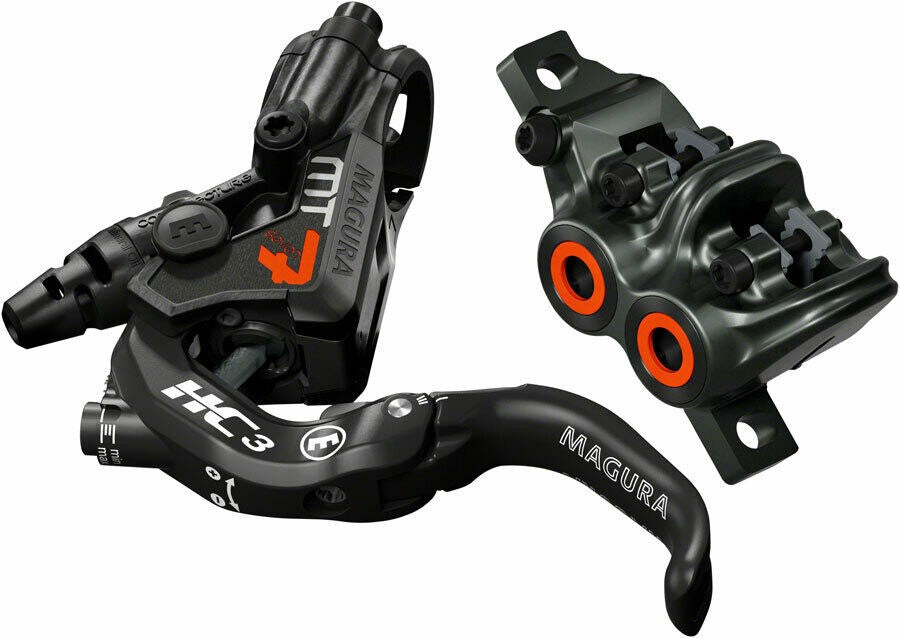 Magura MT7 HC3 Hydraulic Disc Brake & Lever - Post Mount, Black/Orange 1