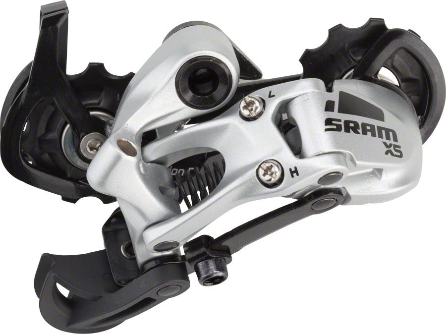 SRAM X5 9 Speed Rear Derailleur, Medium Cage, Silver, 34T Cog 1
