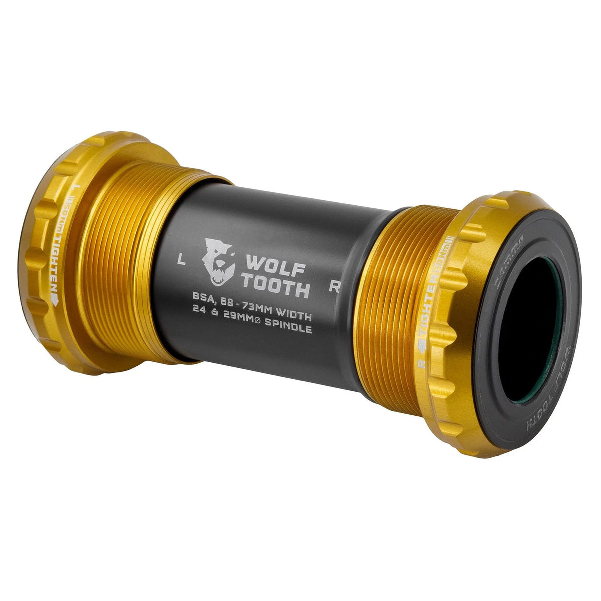 Wolf Tooth BSA Bottom Bracket 24mm Spindle Gold, Fits 68-73mm Shell 1