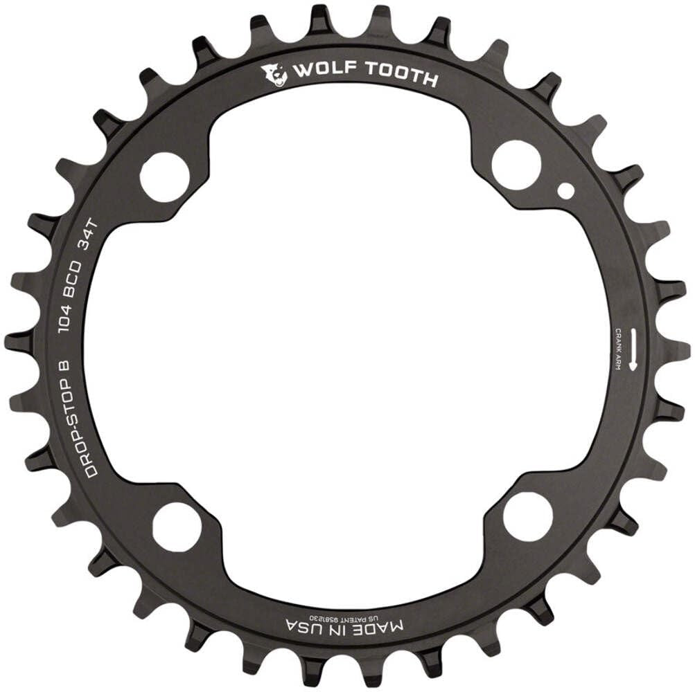 Wolf Tooth 104 BCD Chainring - 30T, 104 BCD, 4-Bolt, Drop-Stop B, Black 1