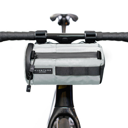 ALMSTHRE Signature Bar Bag – Sterling Silver | Hard-Shell Bike Handlebar Bag 1