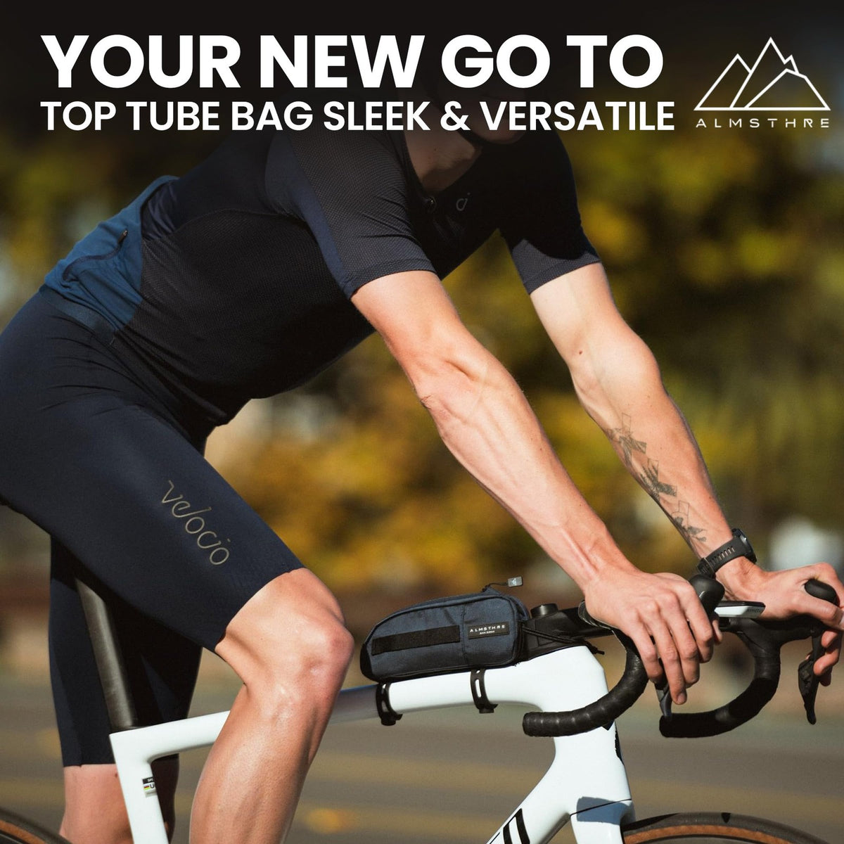 ALMSTHRE Top Tube Bag, Waterproof Zipper, Bolts or Strap Mount, Cosmic Blue 5