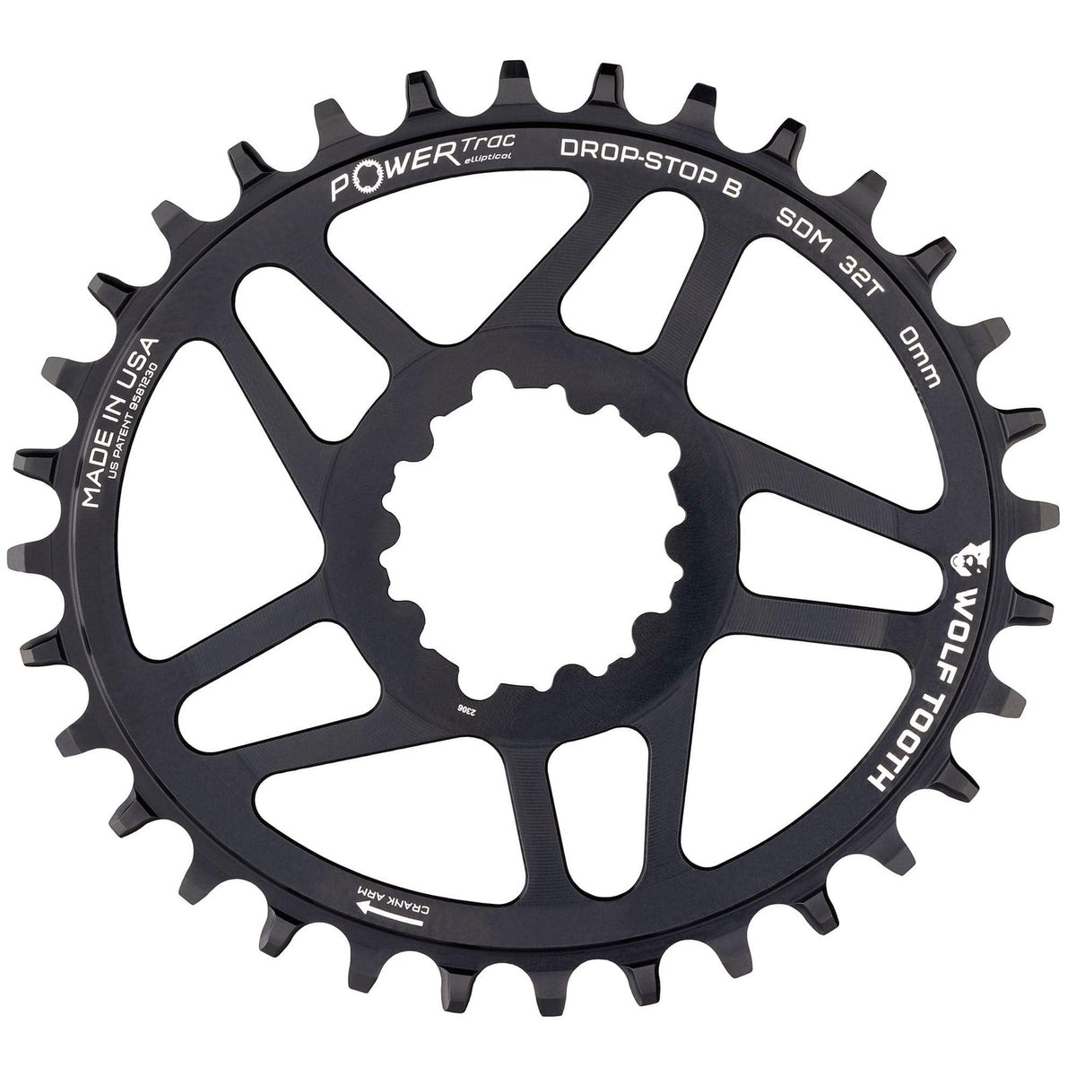 Wolf Tooth Components Elliptical 3-Bolt Boost Chainring (DropStop-B), 32T, Black 1