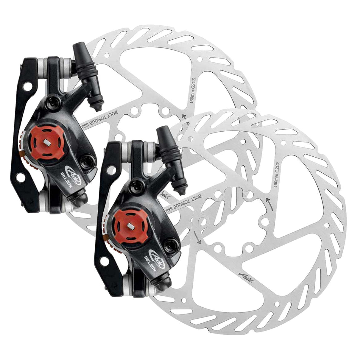 2x Avid BB7 MTB Mechanical Disc Brake Front/Rear 160mm Grey Kit 1