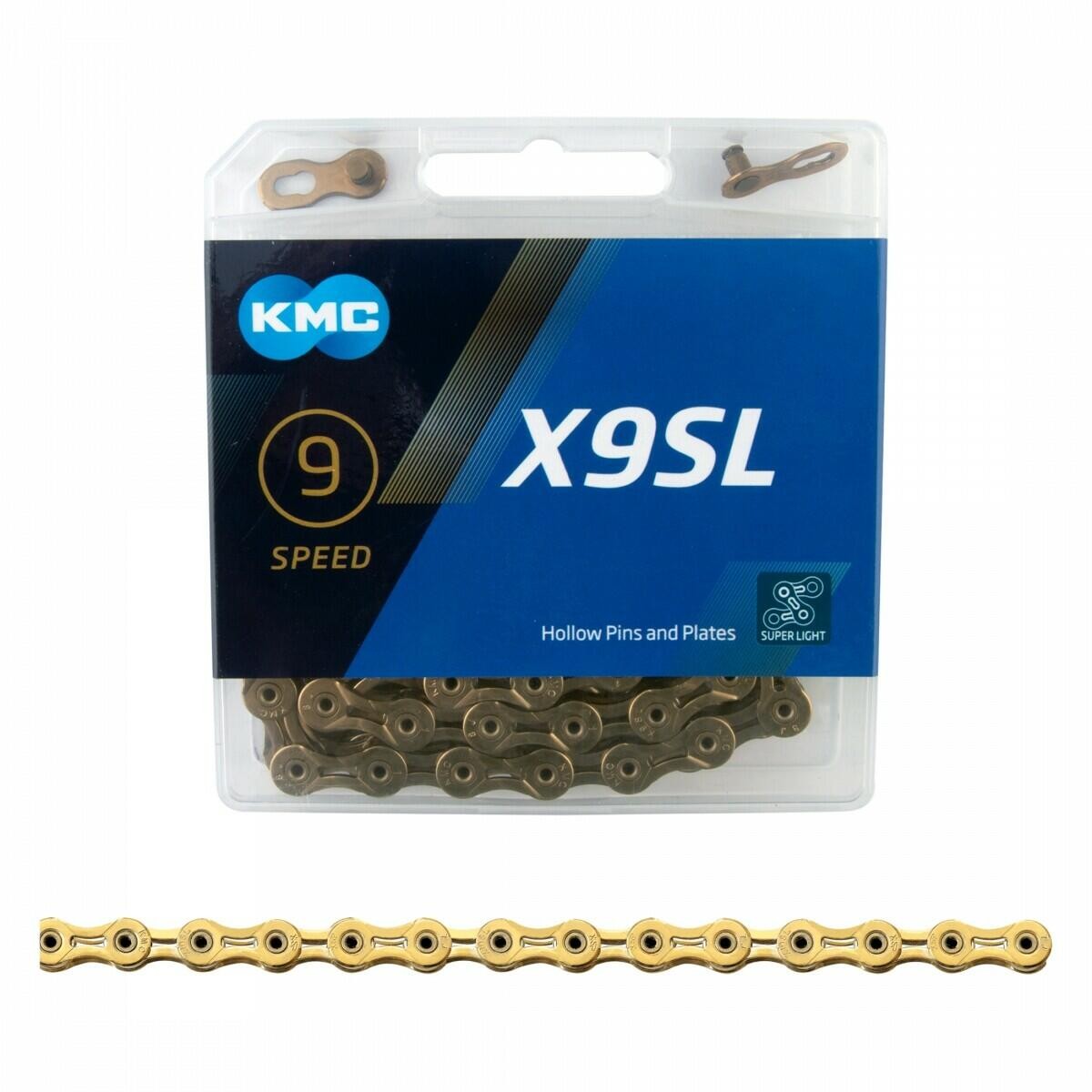 Kmc X9SL Chain 1/2x3/32 X9sl Gd Hollow Pin&Hollow Plate Shim/camp/ for SRAM 9Sp 1