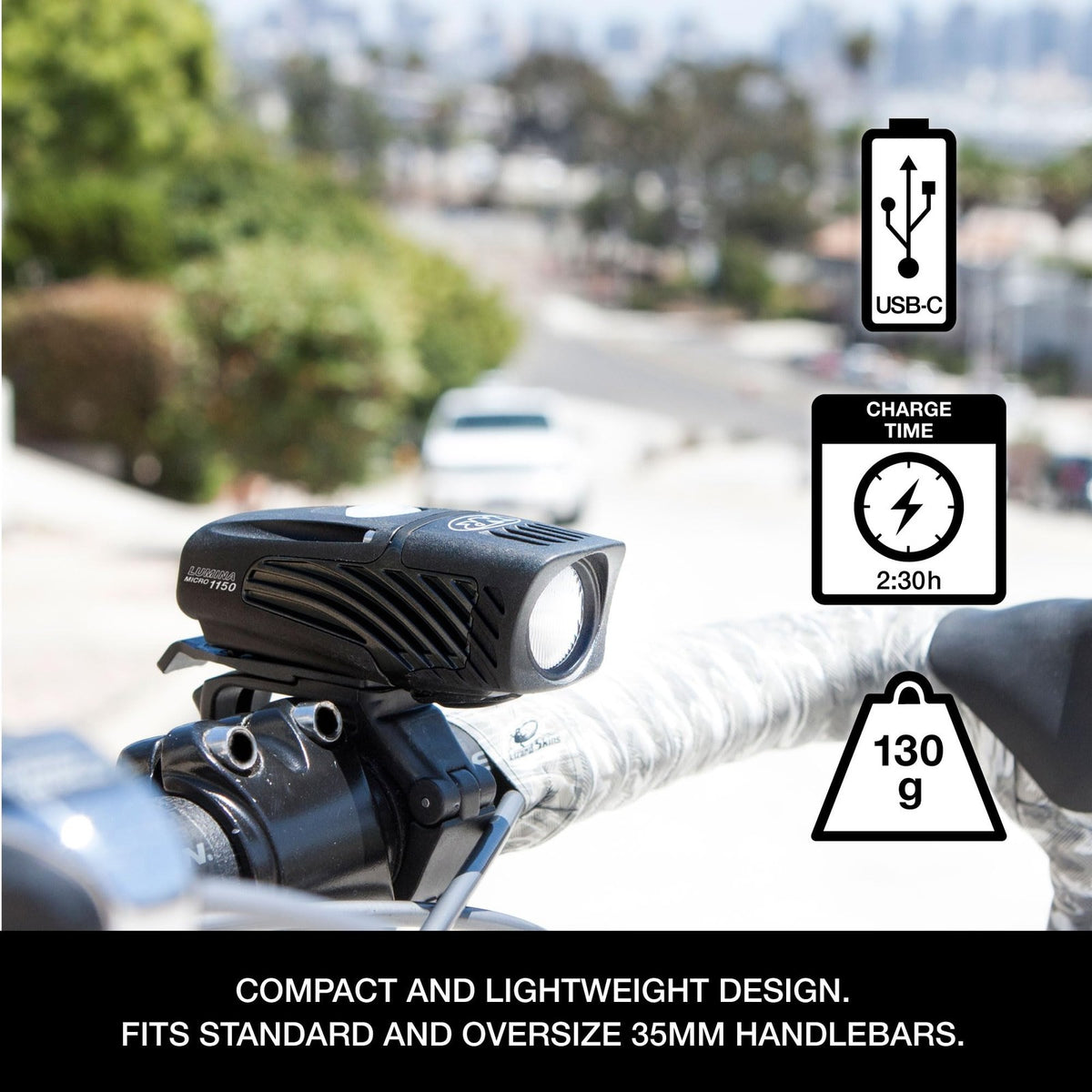 NiteRider Lumina Micro 1150 Lumen USB-C Rechargeable Front Bike Light – 5 Modes 2