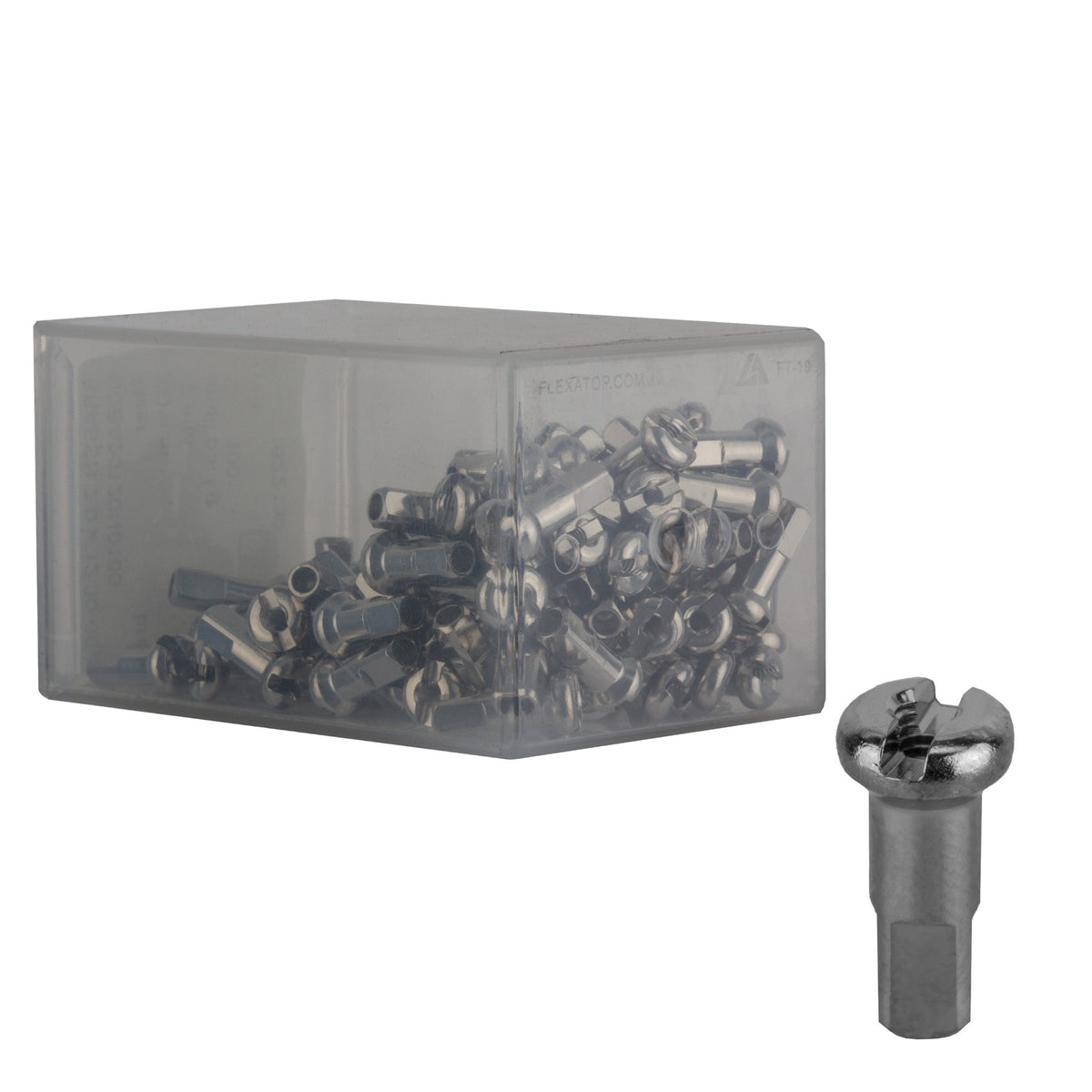 DT Swiss Standard Spoke Nipples - Brass, 2.0 x 12mm, Silver, Box of 100 1
