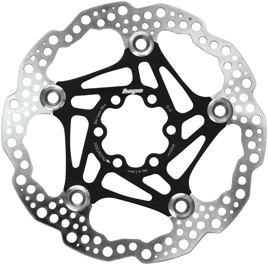 Hope 180mm Floating Disc Brake Rotor 2 Piece Black with Mounting Bolts 1