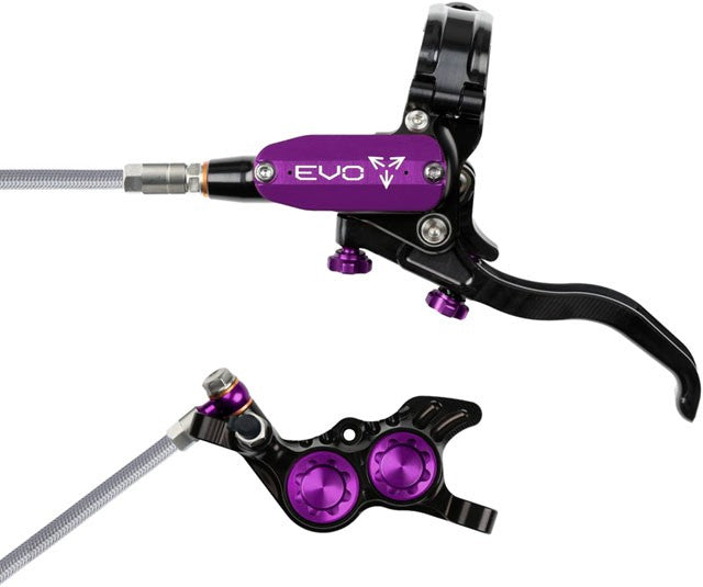 Hope EVO GR4 Disc Brake/Lever Left Post 4-Piston Braided Black/Purple 1