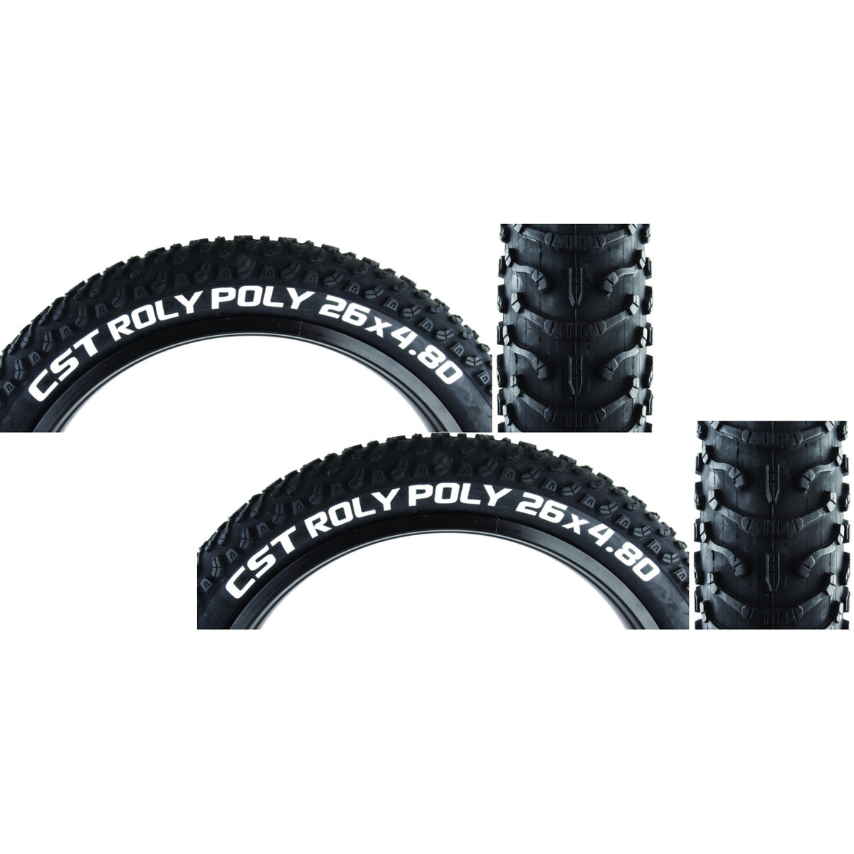 Pack of 2 Cst Premium Roly Poly 26x4.8 Clincher Wire TPI 25 Blk/Blk Reflective 1