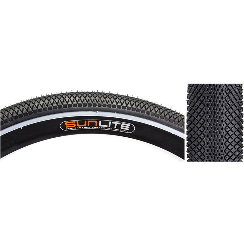Sunlite Bicycle Baja Tire 26x3.5 Black with White Stripe Wire Bead 1