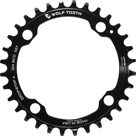 Wolf Tooth 104 BCD Chainring - 36t, 104 BCD, 4-Bolt, Drop-Stop B, Black 1