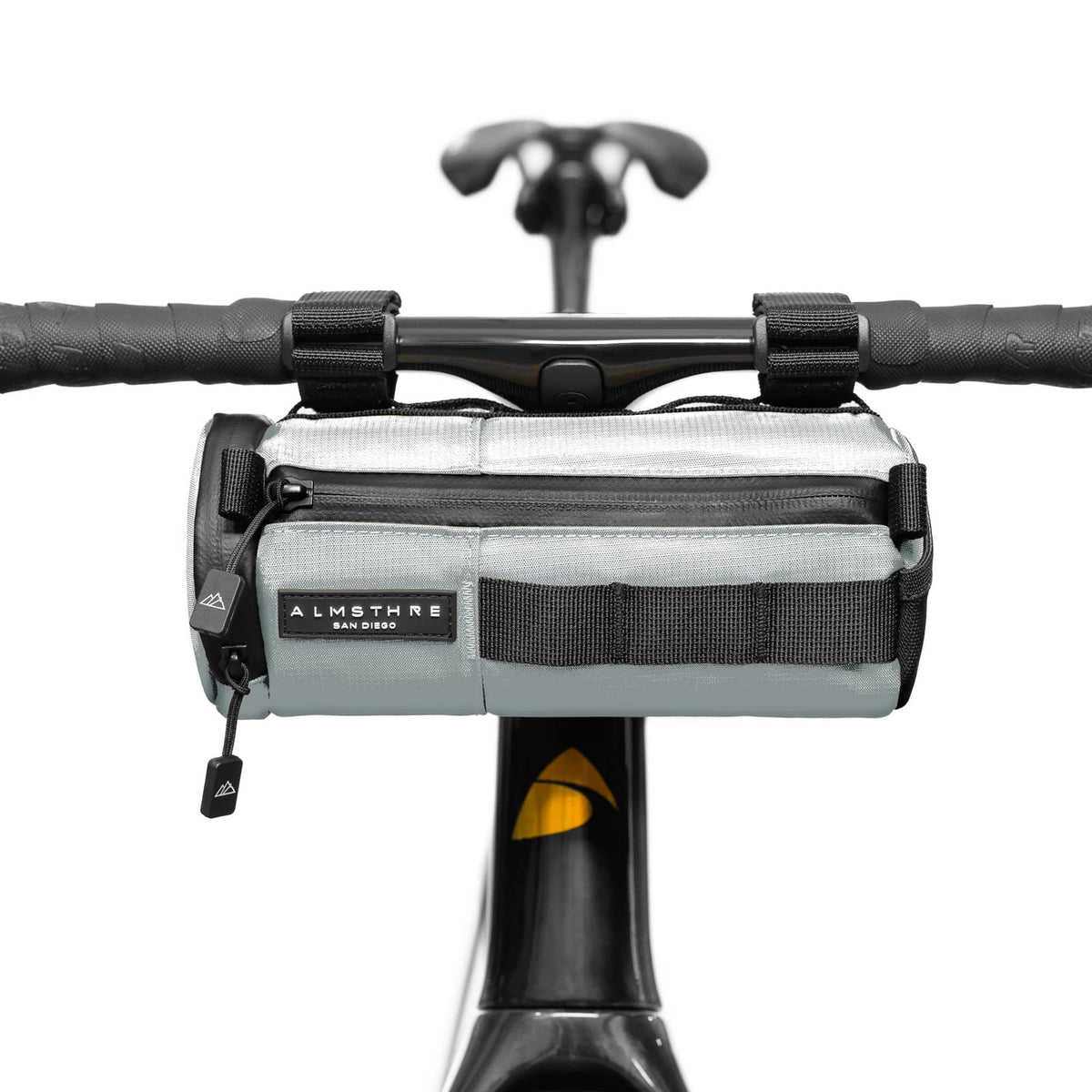 ALMSTHRE Compact Bar Bag – Sterling Silver | Hard-Shell Bike Handlebar Bag with 1