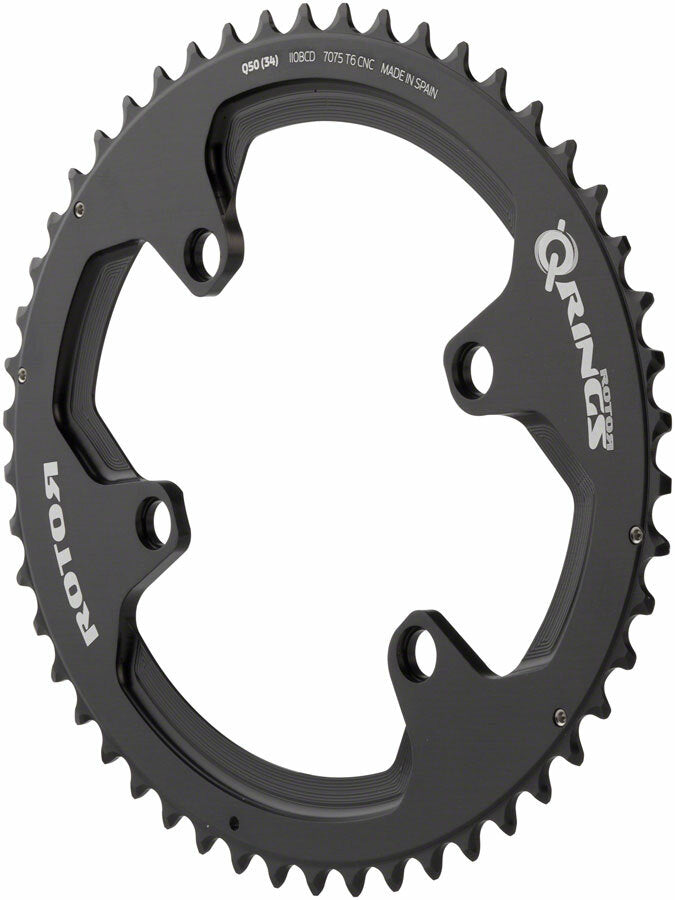 Rotor Q Ring Compact Road Chainring 50T 110BCD 4-Bolt Black 1