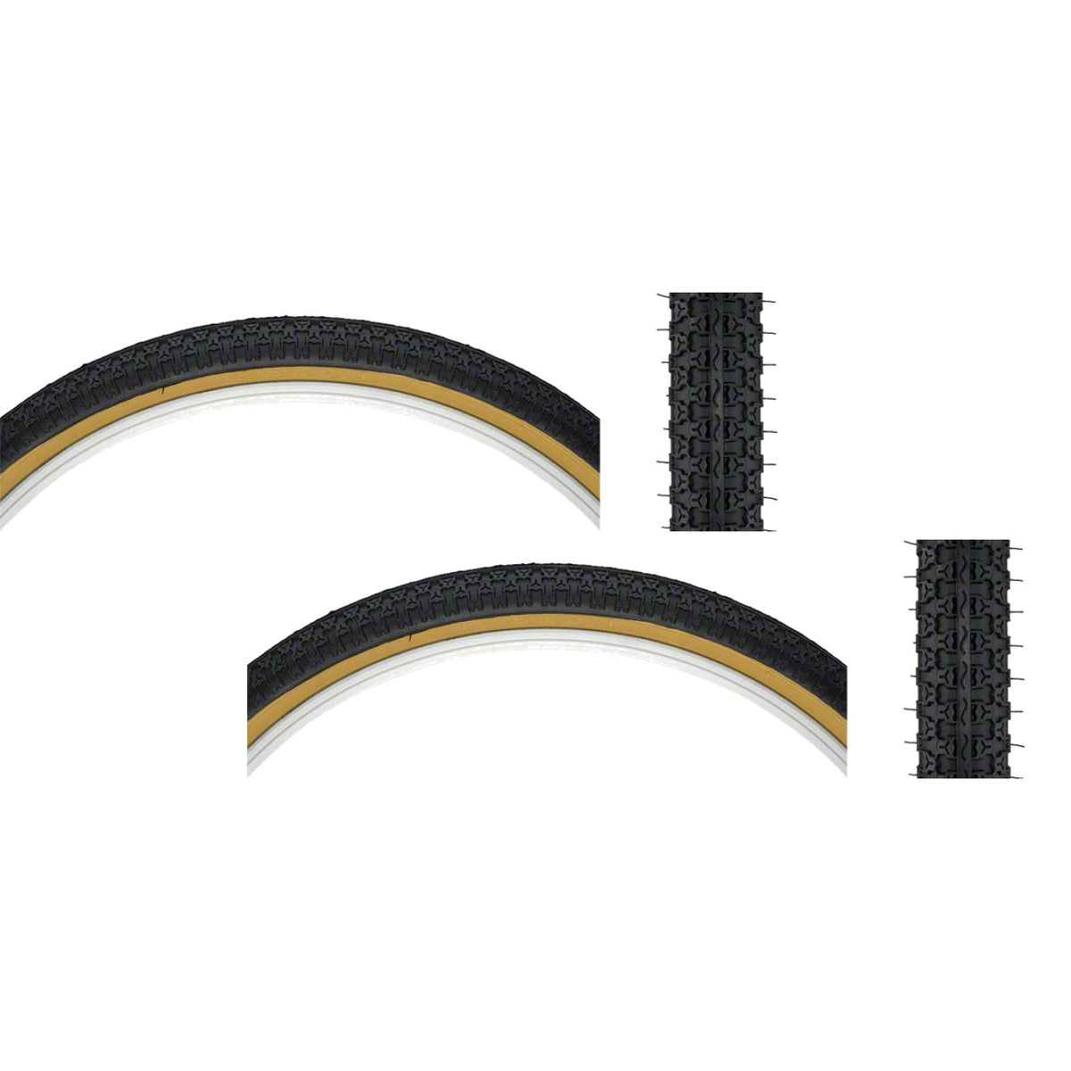 Pack of 2 Kenda Street K52 Tire 24 x 1.75 Clincher Wire Black/Tan 22tpi 1