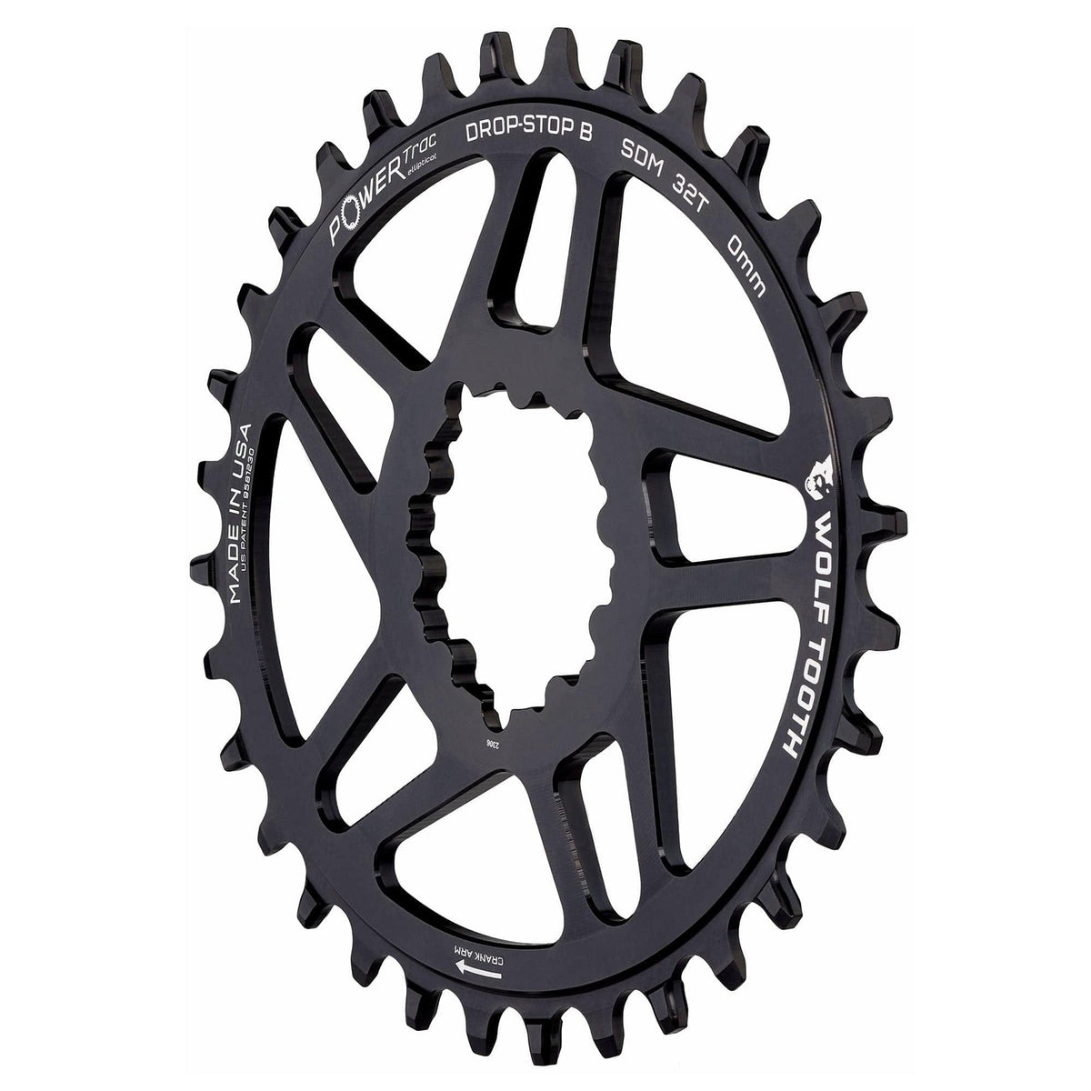 Wolf Tooth Components Elliptical 3-Bolt Boost Chainring (DropStop-B), 32T, Black 2