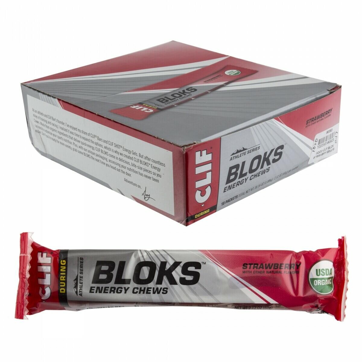 Clif Bar Shot Bloks Energy Chews Strawberry Box of 18 1