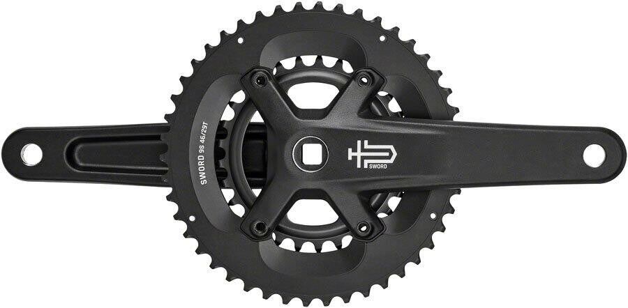 microSHIFT Sword Black 2x Crankset - 165mm 9-Speed 46/29t 110/80 Asym BCD JIS 1