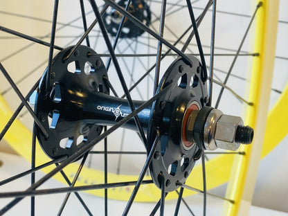 Velocity B-43 700c Fixed Gear Wheelset 32h 100/120mm Origin-8 Hubs - Yellow NMSW 5